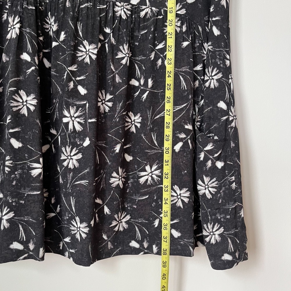 Garnet‎ Hill Summer Day V Neck Drop Waist Dress Black Floral Women 18 Fall - Picture 13 of 14